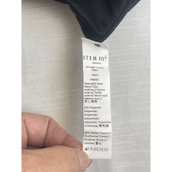 ITEM m6 All V-Neck Mesh Compression Bodysuit In Black Sz M New - Picture 8 of 9